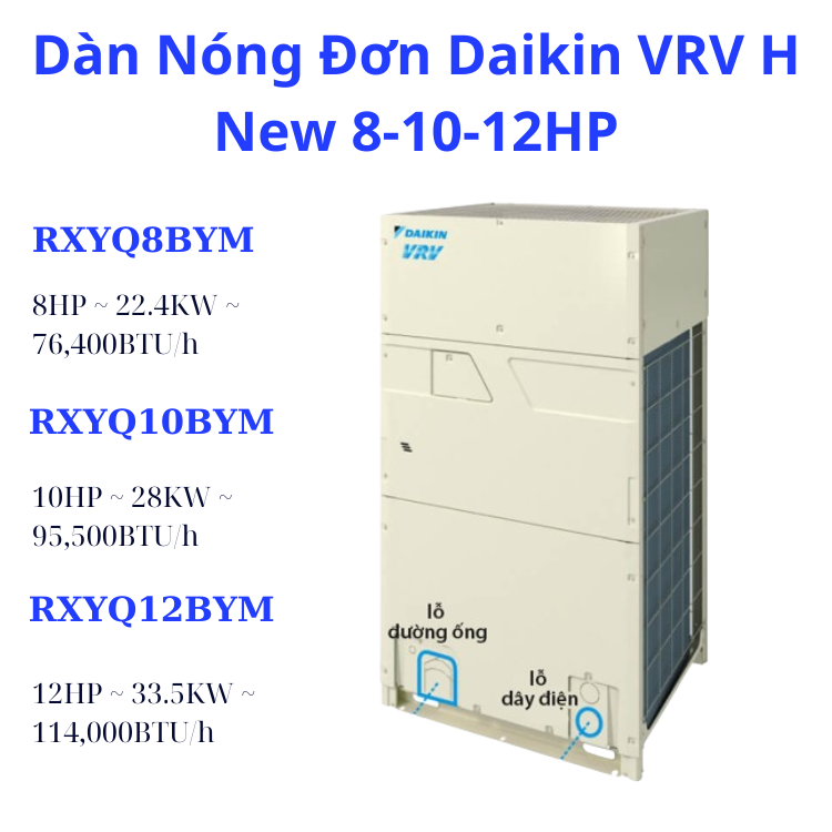 Dàn Nóng Đơn Daikin VRV H 12HP RXYQ12BYM